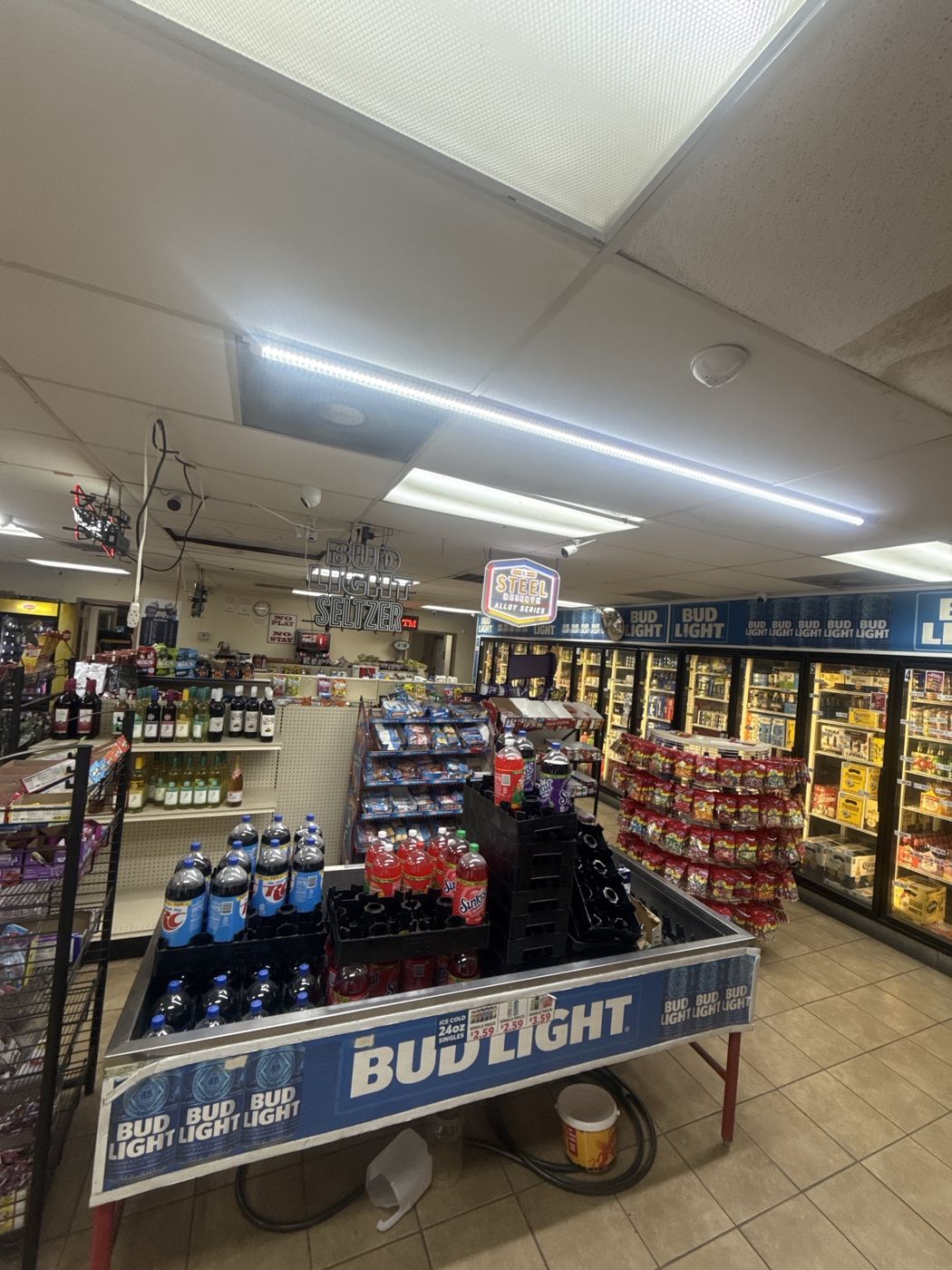 Two-liter sodas and cold drink coolers